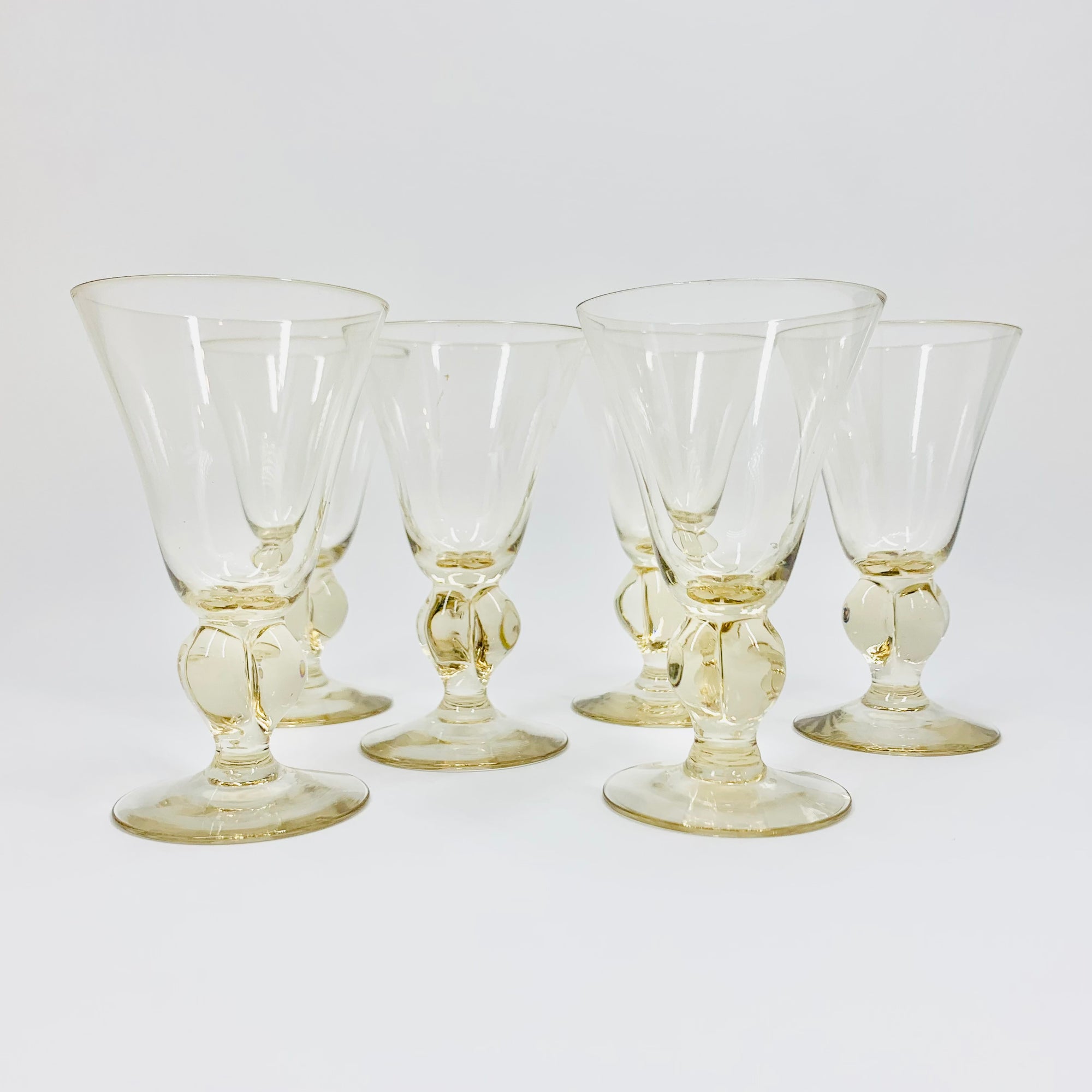 Rare Midcentury Swedish hand made citrine liqueur glasses with short stem