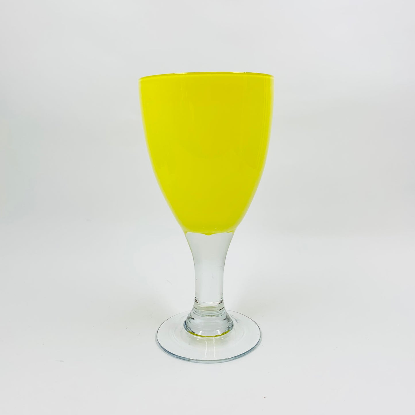 1980s BLUE YELLOW SOMMERSO GLASS WINE GLASSES/GOBLETS