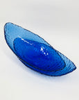 Midcentury fish scales textured cobalt blue boat bowl