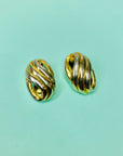 Rare 1980s triple gold plated baguette knot clip on earrings by Monet