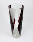 Extremely rare antique Art Deco part satin black and ruby enamel cylinder glass vase by Karl Palda