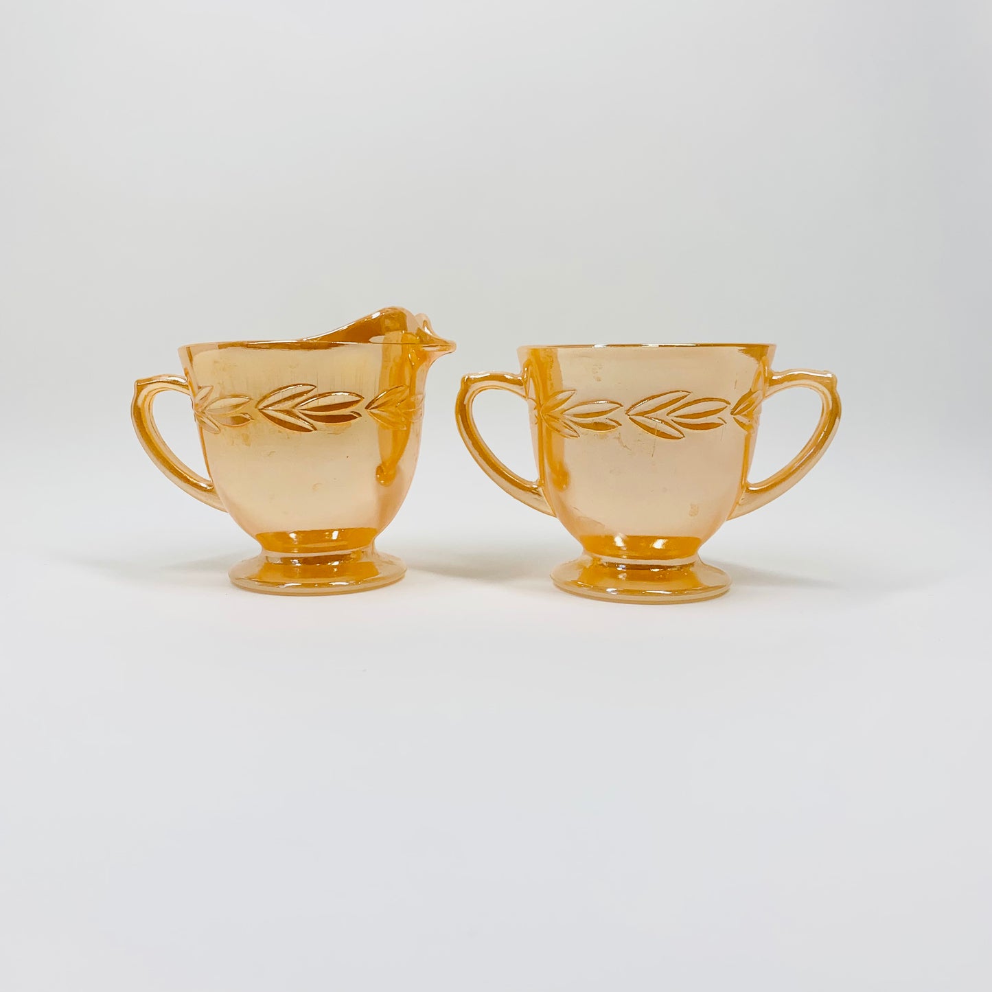 Rare vintage American Fire King lustreware glass serveware