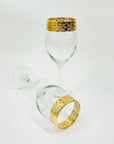 Midcentury etched Bohemian wine glasses with gold gilding