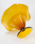 Large Italian Midcentury cased amber glass comport/footed fruit bowl with ruffle rim