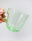 Extremely rare antique Art Deco green glass tea cup and matching saucer