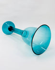 Vintage turquoise glass footed vase/candle holder