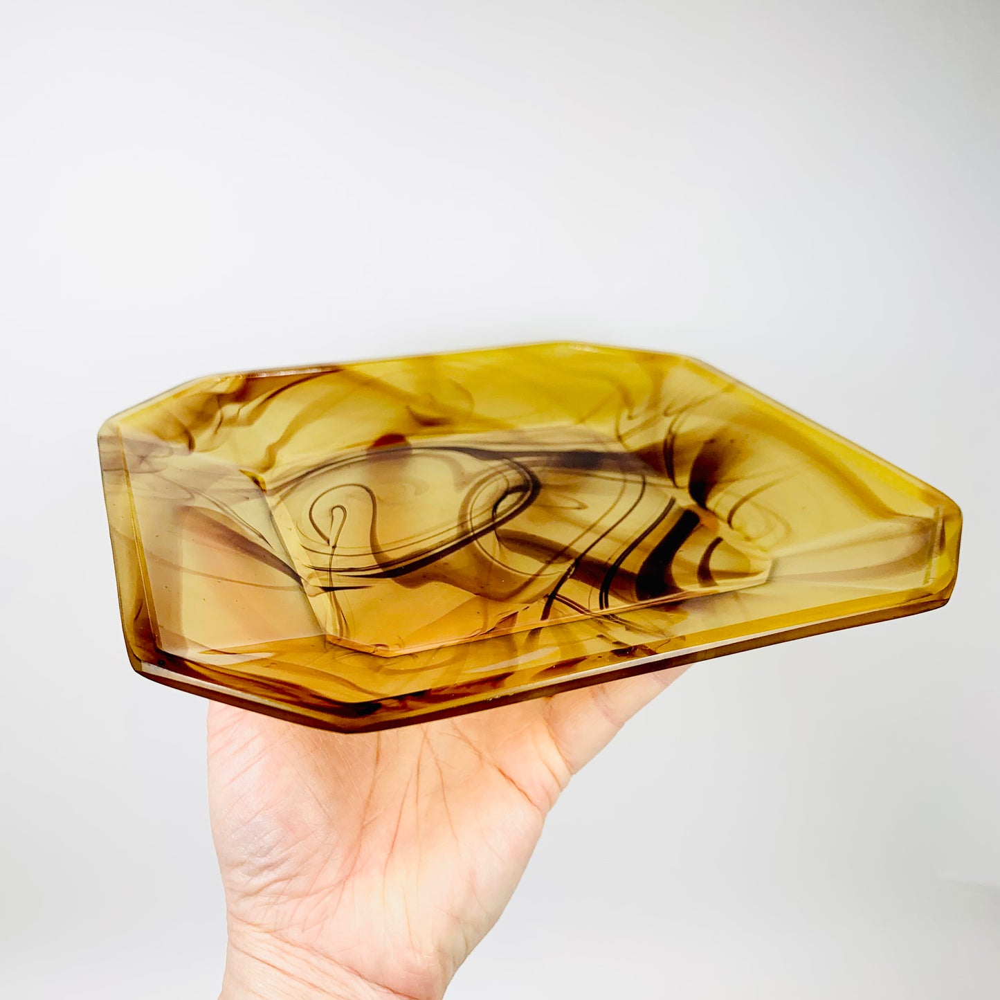 Rare antique Art Deco Davidson brown glass cake plate