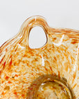 1980s AUSTRALIAN MOUTH BLOWN ORNAGE SPATTER ART GLASS BOWL/VASE