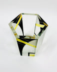 Antique Art Deco black and citrine hexagons glass posy vase by Karl Palda