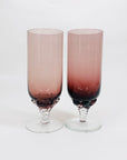 Extremely rare Midcentury amethyst twist stem highball/champagne glasses