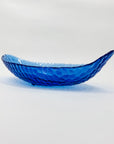 Midcentury fish scales textured cobalt blue boat bowl