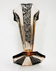 Antique Art Nouveau pink and black enamel glass vase by Karl Palda