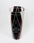 Extremely rare antique Art Deco part satin black and ruby enamel cylinder glass vase by Karl Palda