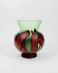 Antique French cameo green and burgundy glass vase