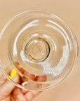 Vintage Stuart cut crystal champagne coupe with etched floral pattern