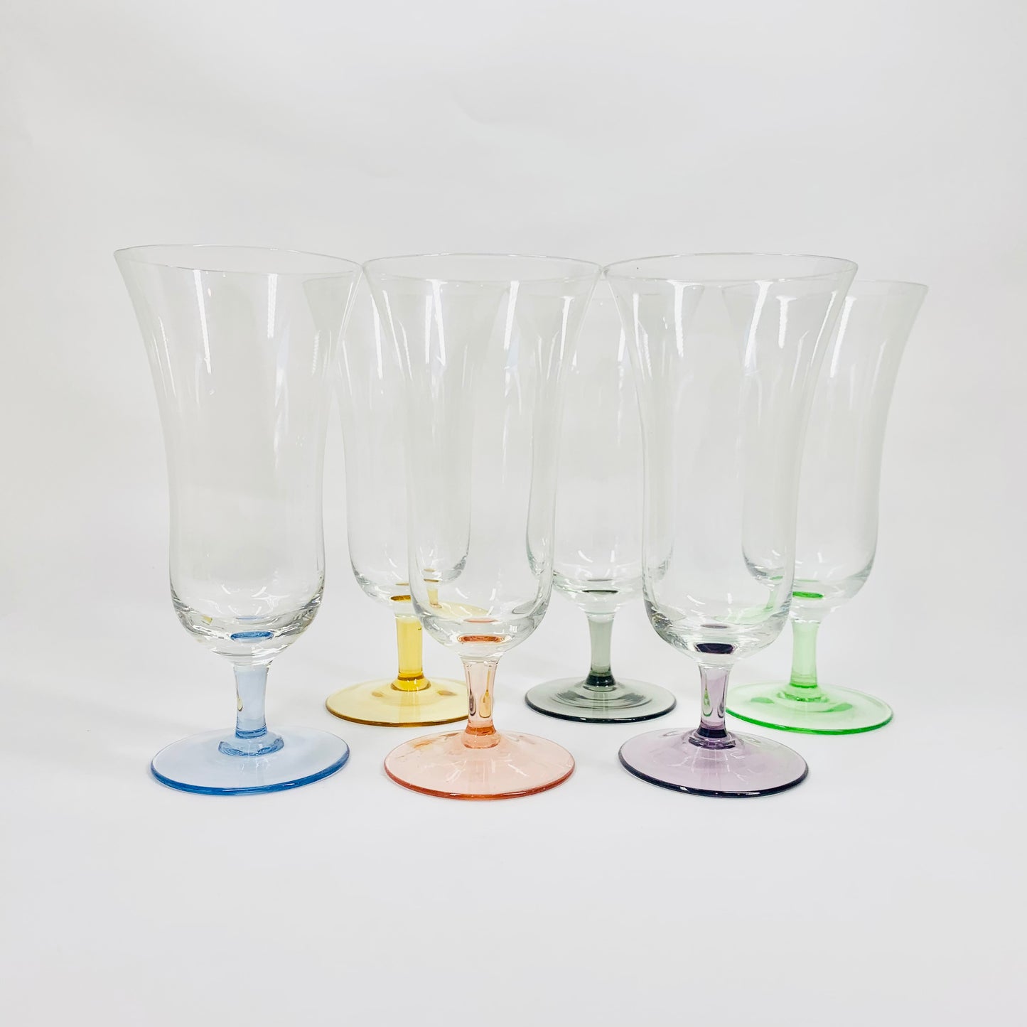 Rare 1940s harlequin short stem wine/parfait glasses