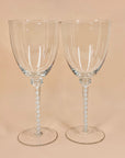 Rare hand made vintage white ribbon twist stem wine glasses