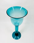 Vintage turquoise glass footed vase/candle holder