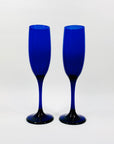 Vintage Libbey cobalt blue glass champagne flutes