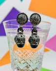 Antique nickel silver with lapis drop earrings