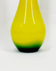 Rare 1970s tall hand made Japanese yellow & green cased glass swung vase