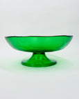 1970s footed green pressed glass comport/fruit bowl