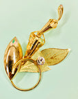 1970s flower brooch with center rhinestone