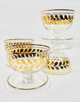 Rare Midcentury Tiffin dessert coupe with gold gilding leaves pattern