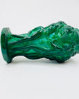 1920s MALACHITE GLASS BACCANTUS NUDE POSY VASE
