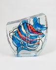 Hand painted fish on paperweight single stem vase
