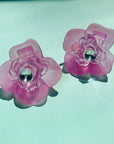 PURPLE PINK FLOWER EARRINGS
