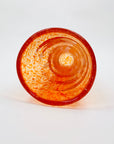 1980s orange mouth blown studio speckled art glass cylinder vase