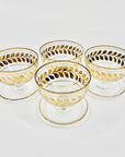 Rare Midcentury Tiffin dessert coupe with gold gilding leaves pattern