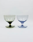 Rare Midcentury hand etched harlequin coupe/dessert glasses