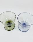 Rare Midcentury hand etched harlequin coupe/dessert glasses