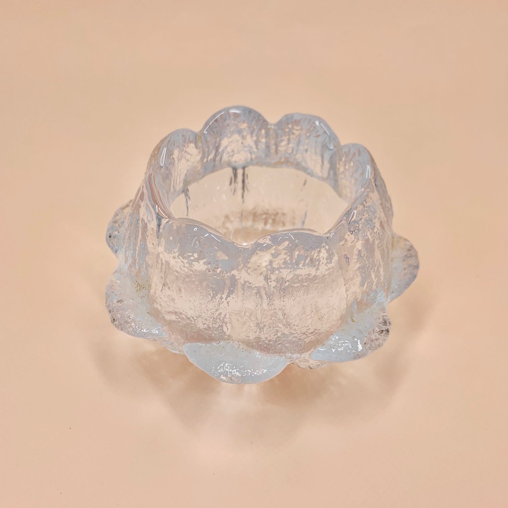 MCM large Kosta Boda glass flower shape tea light holder