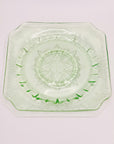 Extremely rare antique Art Deco uranium glass plate in the princess pattern