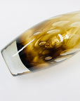 Stunning vintage Czech hand made gold brown mottled glass bottle vase