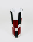 Extremely rare 1940s Baus Haus cased white black and ruby enamel cylinder glass vase by Karl Palda