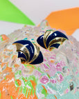 1960s Italian navy blue enamel clip on earrings