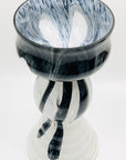 Rare Space Age mouth blown white and black Murano glass vase