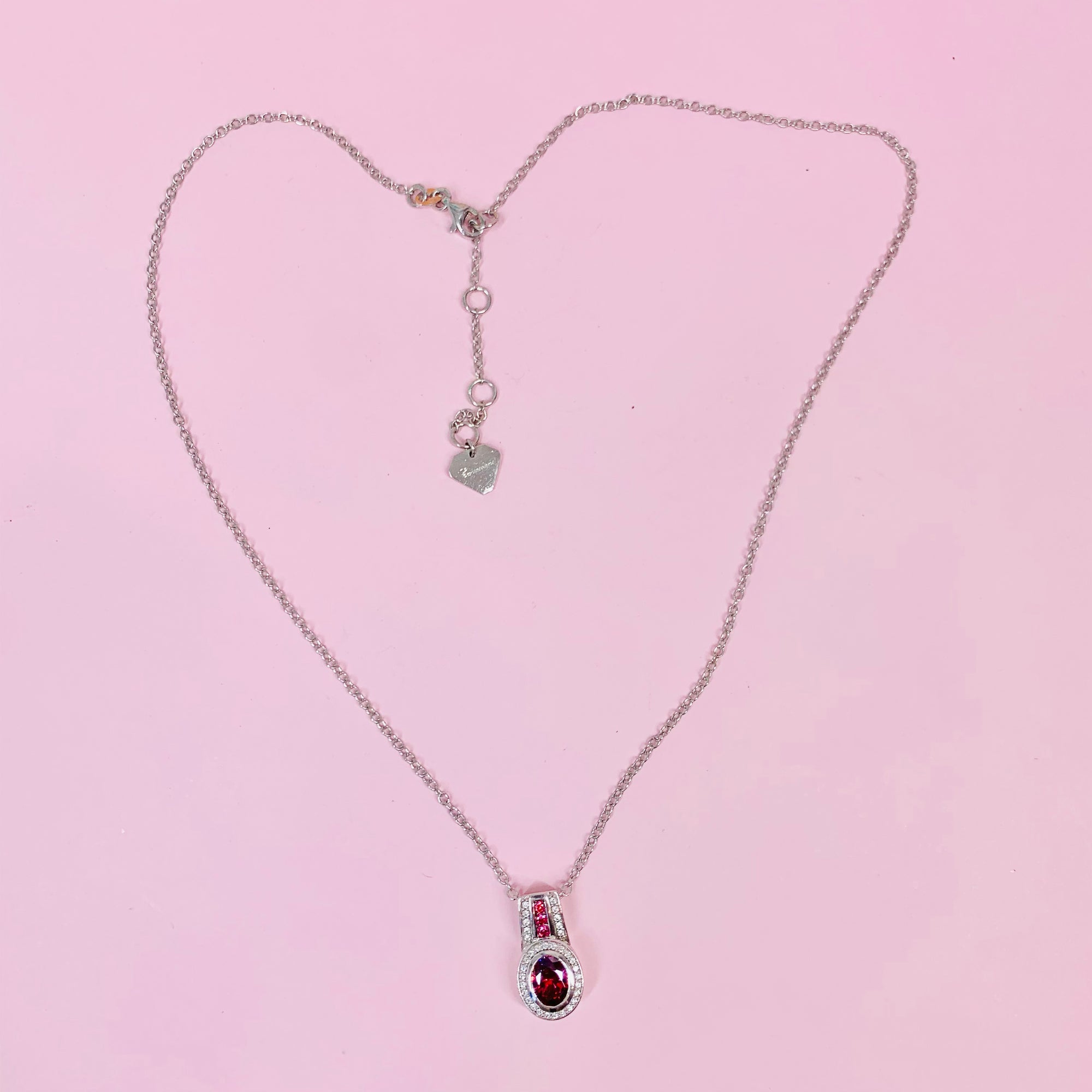 1980s 18K gold plated chain with simulated pink sapphire stones pendant