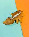 Antique Art Deco costume brown bakelite shoes brooch