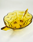 Art Deco amber glass bowl in fish scale pattern