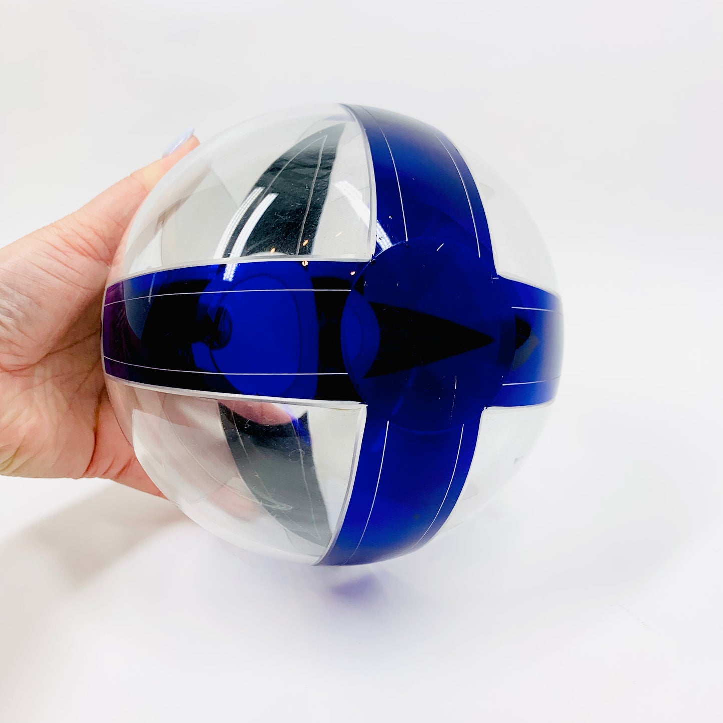 Antique Art Deco black and cobalt blue enamel globe glass posy vase by Karl Palda