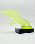 Art Deco reproduction of Lalique car mascot in uranium glass