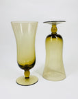 Rare MCM brown short stem flare rim wine glasses