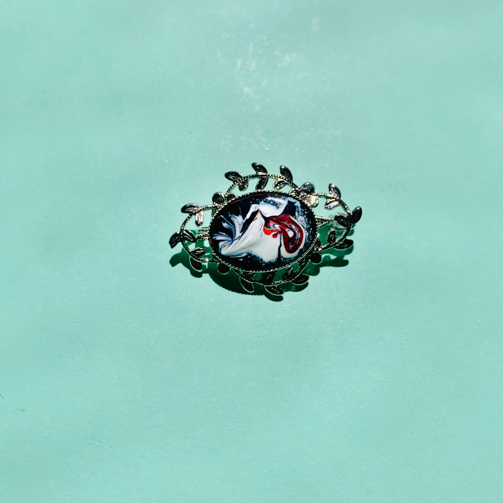 1950s Italian tie dye enamel gilt brooch