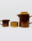 1960s Suffolk Wattlefield brown pottery coffee/tea set