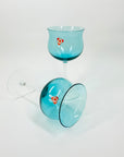 1950s POLISH TURQUOISE WINE GLASSES